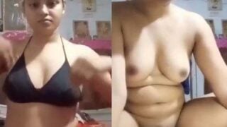 Horny dehati teen girl naked pussy show selfie cam