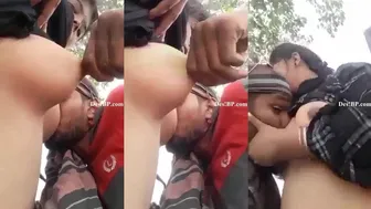 Beautiful Girl Outdoor Boobs Sucking Lover
